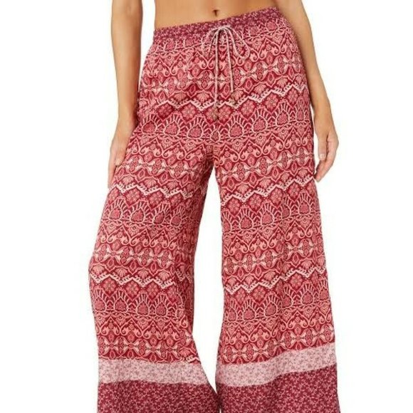 TIGERLILY Nivi Red Boho Print High Waisted Wide Leg Pants RRP$199 - Picture 7 of 16